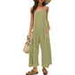 Womens Open Back Wide Leg Jumpsuits Sleeveless Waffle Knit Romper