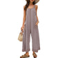 Womens Open Back Wide Leg Jumpsuits Sleeveless Waffle Knit Romper