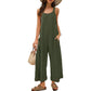 Womens Open Back Wide Leg Jumpsuits Sleeveless Waffle Knit Romper