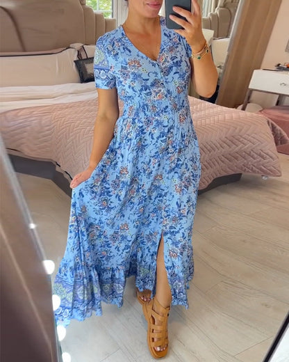 (💃Hot Sale - 48% OFF🔥 Free Shipping)Floral print v-neck dress