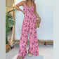 Floral Suspender Wide-Leg Jumpsuit