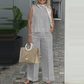 🌷💝HOT SALE 49%OFF - 👗Women's Simple Breathable Suit - Round-Neck Sleeveless Top & Wide-Leg Pants