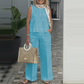 🌷💝HOT SALE 49%OFF - 👗Women's Simple Breathable Suit - Round-Neck Sleeveless Top & Wide-Leg Pants
