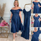 Women's Off-Shoulder Pleated Button-Down Dress