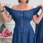 Women's Off-Shoulder Pleated Button-Down Dress