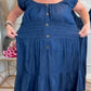Women's Off-Shoulder Pleated Button-Down Dress
