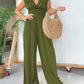 🔥V-Neckline Wide Leg Jumpsuit with Adjustable Back Tie