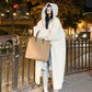 2-Layered Faux Lambswool Hooded Coat Jacket